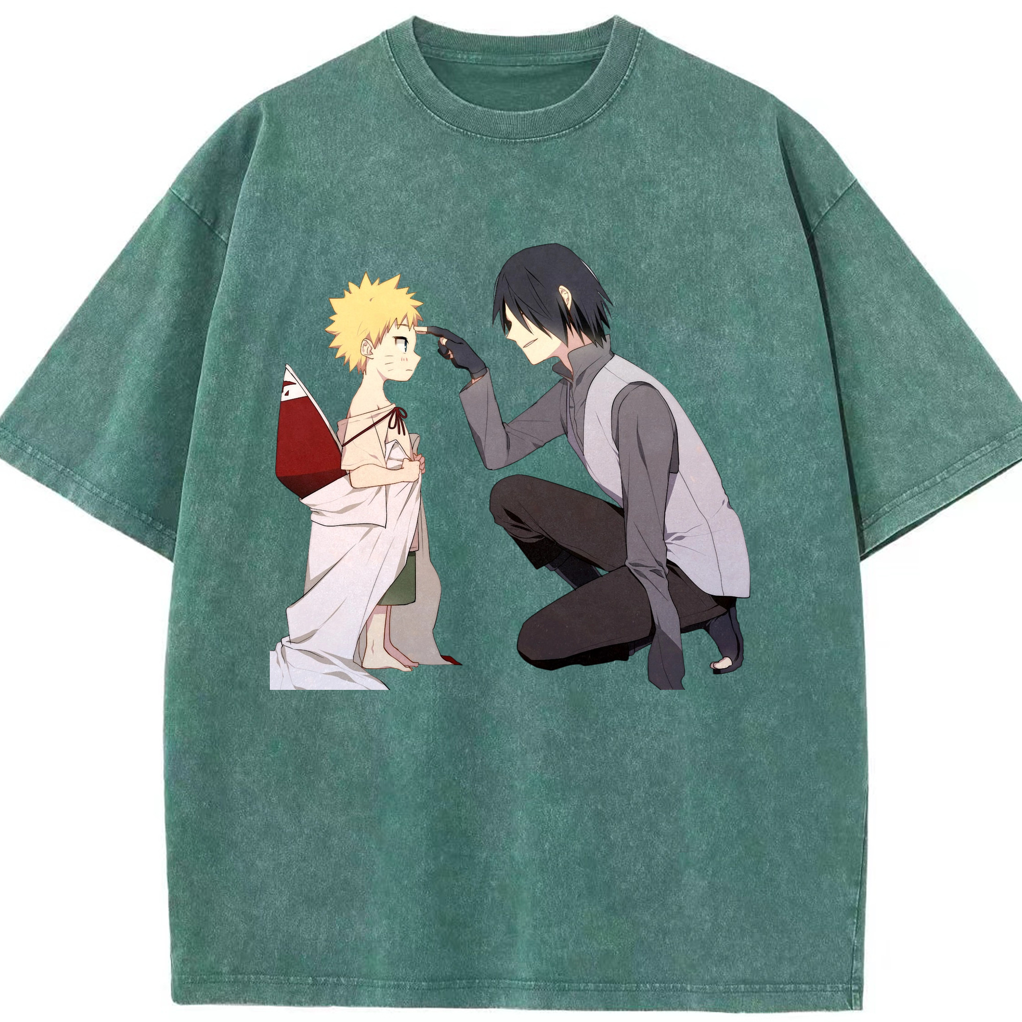 （画像用） NARUTO -ナルト- うちは サスケ Uchiha Sasuke 綿100% ヴィンテージ風 半袖Tシャツ（フロントプリント）